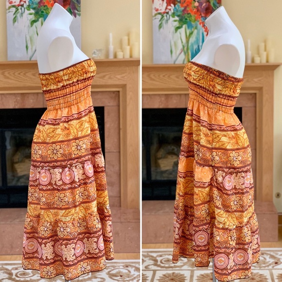 Island Life Floral Tube Top Midi Dress Size Small - Picture 4 of 9